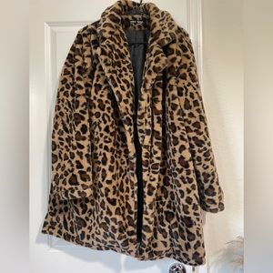 SHEIN animal print faux fur jacket